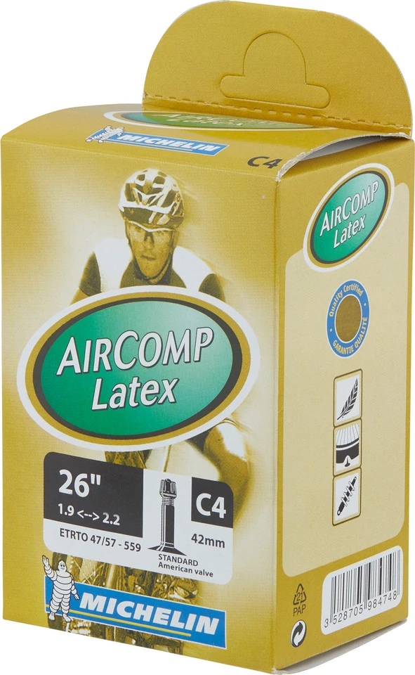 Michelin Chambre à Air Schlauch C4 Aircomp Latex VTT Pour 26" 6 Michelin Chambre à Air Schlauch C4 Aircomp Latex VTT Pour 26" – Image 4